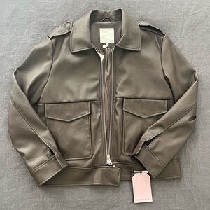 Avec Les Filles Brown Faux Leather Jacket